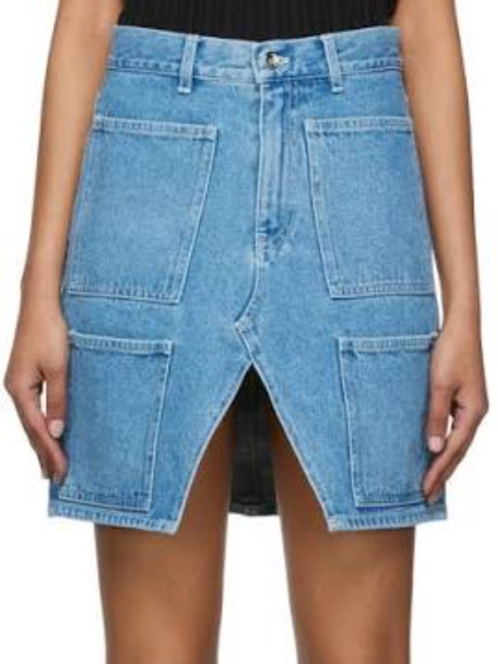 Lourdes Blue Patch Pocket Denim Mini Skirt